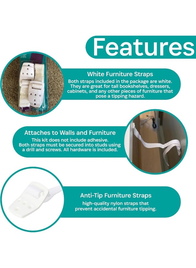 KidCo Anti-Tip Furniture Strap - White - 2 ct - Image 3